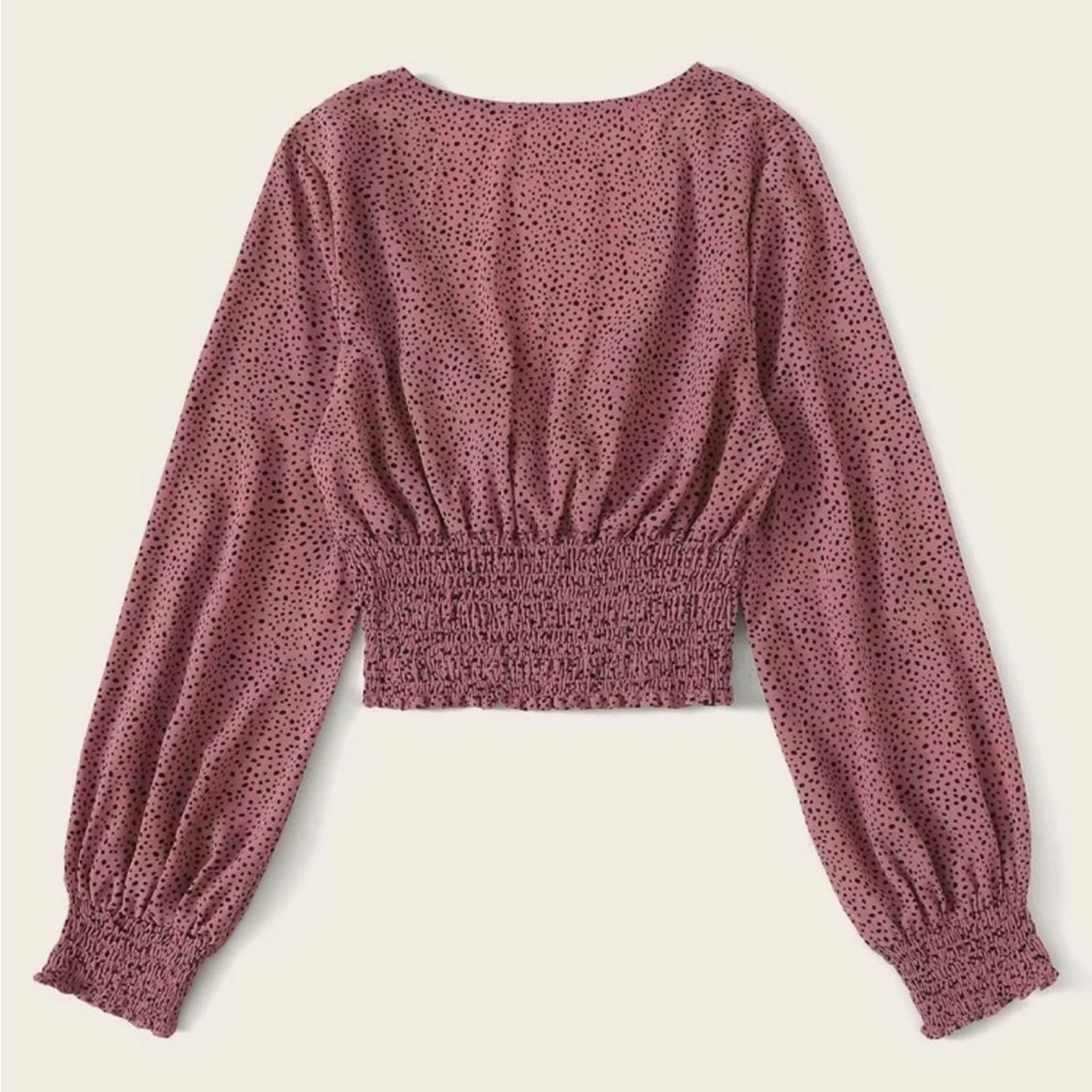 Speckled Smocked Long Sleeve Top